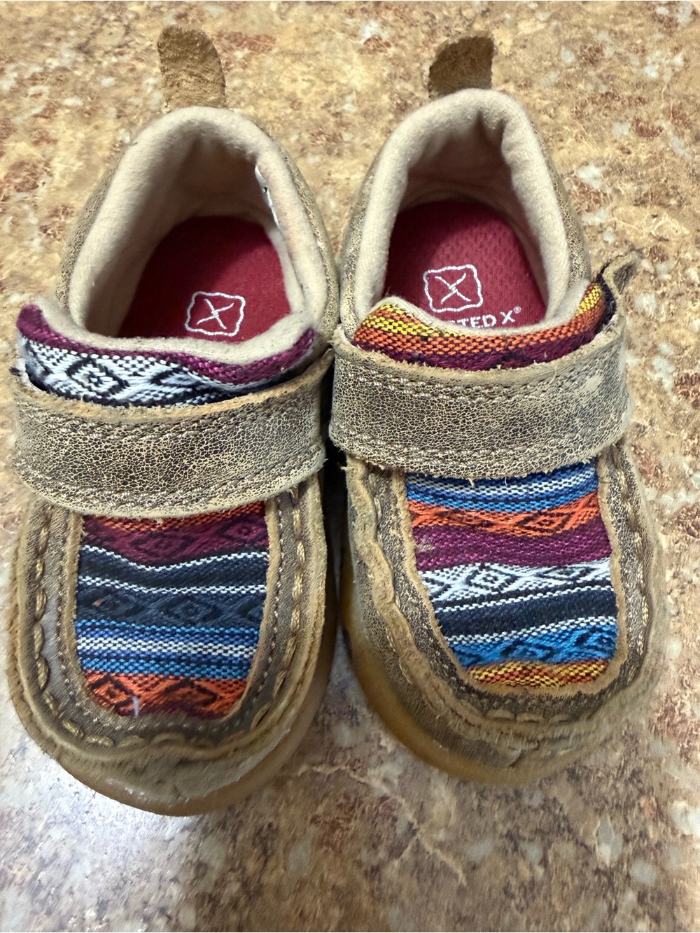Twisted X Kids Tan Suede Boots with Multi-Color Woven Inset